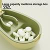 Medicine Dispenser for Elderly Portable Pill Box with Cutter, Stainless Steel Blade Compact Waterproof Tablet Organizer Case, Lightweight Large