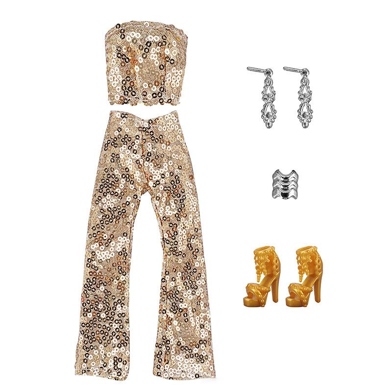 30 см 11-дюймовая кукольная одежда клетчатое платье топ с пайетками брюки полосатая одежда аксессуары игрушки для девочек подарок