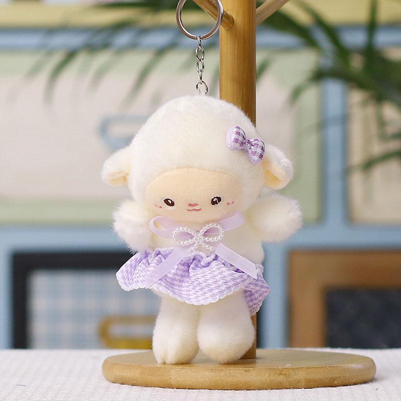 Cute Soft Sheep Plush Keychain Fluffy Texture Bag Pendant Sturdy Key Accessory for Purse Hanging Valentine's Day Gifts