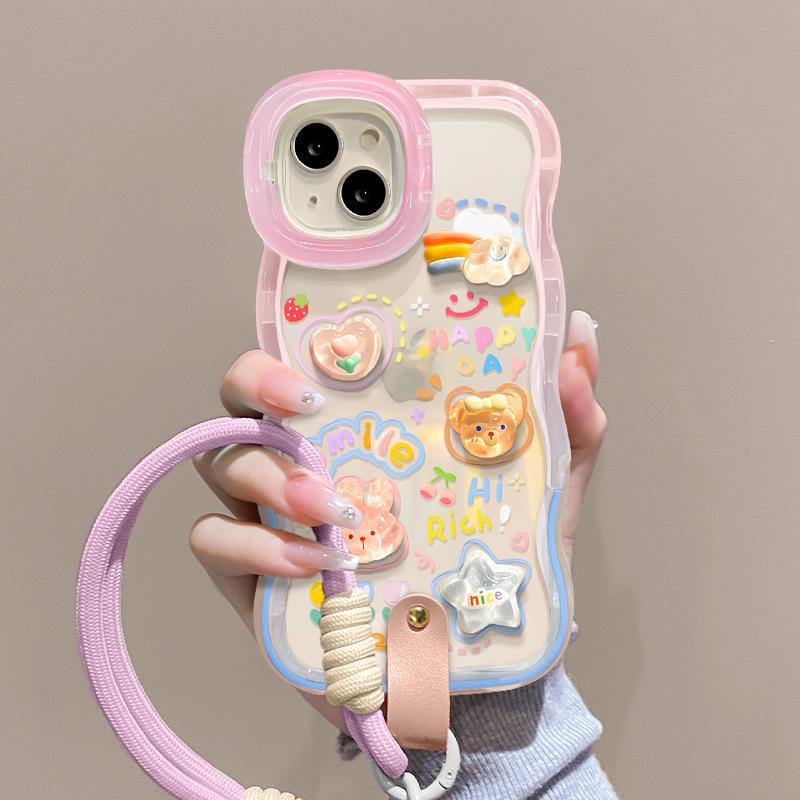Applicable To Apple 15 Promax Mobile Phone Case IPhone 14 Cloud Doll Lanyard 13 Invisible Double Bracket 12 Silicone