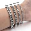 New Trendy Cuban Chain Men Bracelet Classic Stainless Steel 3/5/7/9mm Width Chain Bracelet For Men Women Zircon Gift