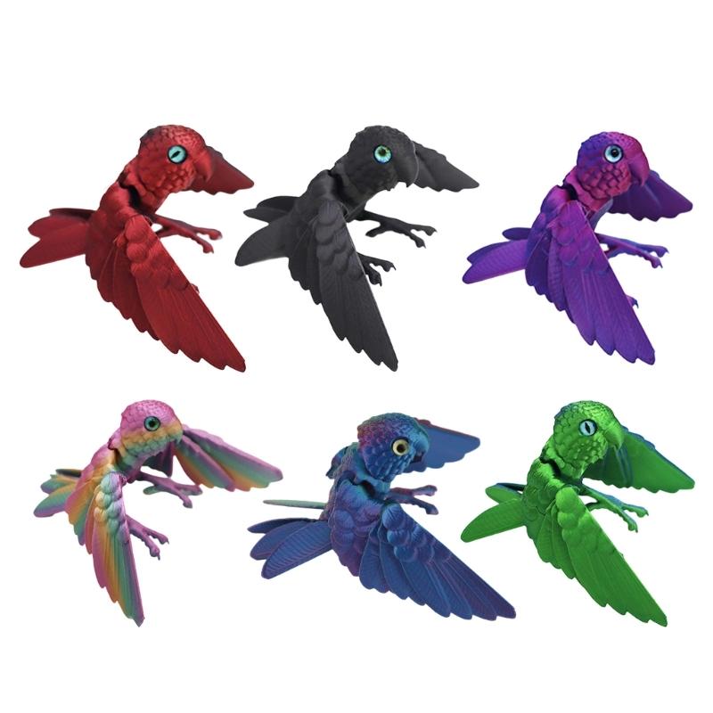 Flexible Joints Articulated Parrots Fidgety Toy Desktop Decors 3D Printed Parrots,Realistic Parrots Statue Home Decors