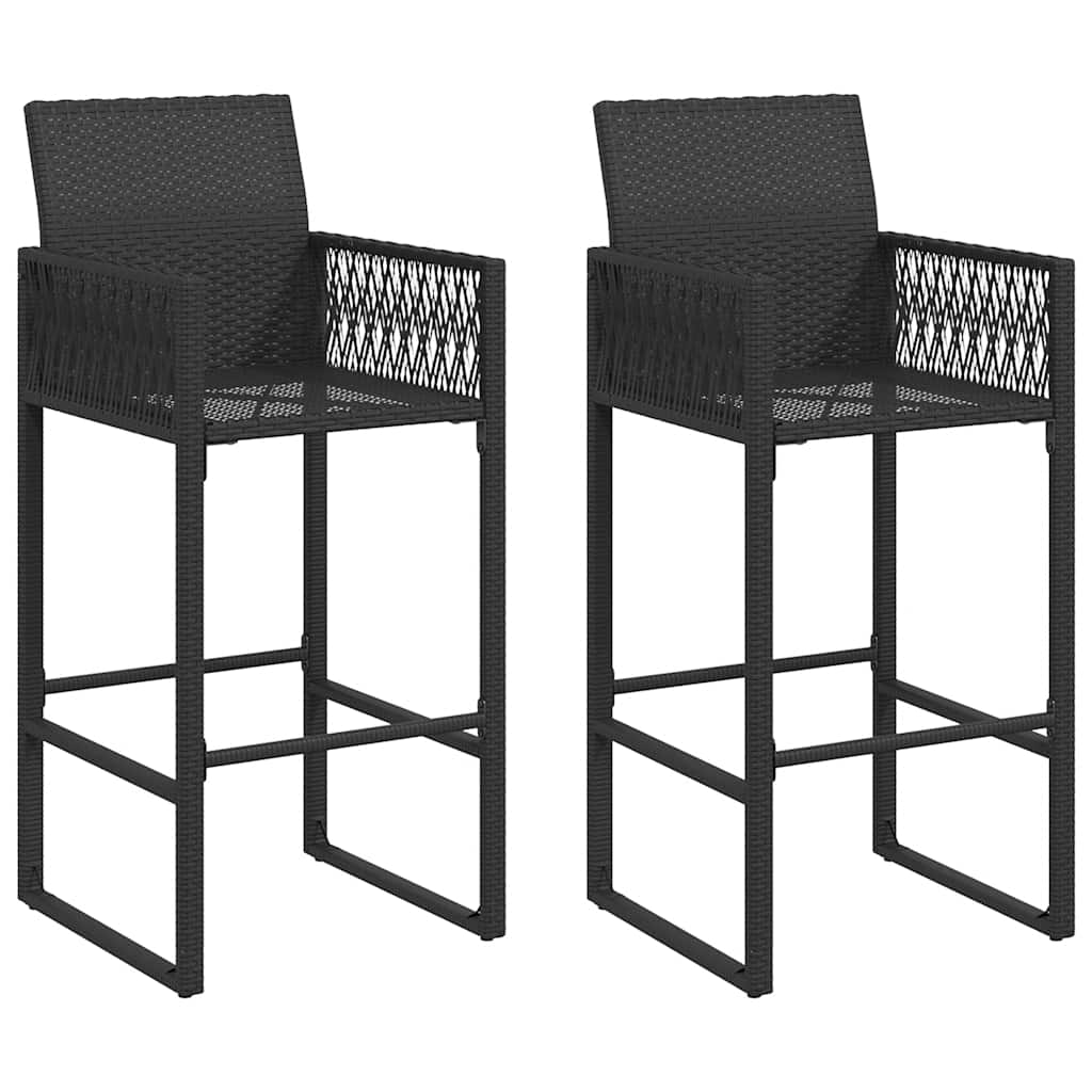 3 Piece Garden Bar Set without Cushions Black PE Rattan Acacia