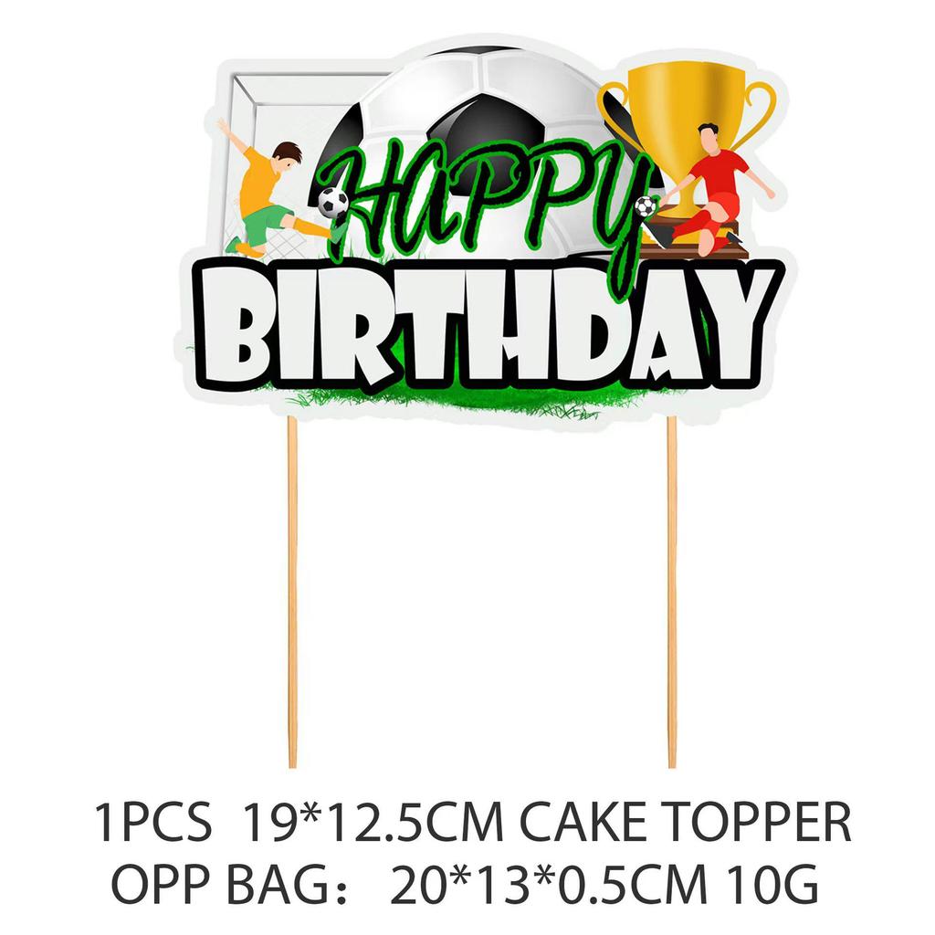 Набор декора для футбольной вечеринки в честь дня рождения: Тарелки, Чашки, Скатерть, Столовые приборы, Фон, Баннер и Воздушные шары.