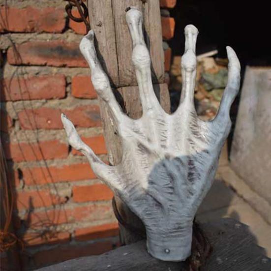 1 Pair Halloween Skeleton Hand Realistic Life Size Reusable Haunted House Ghost Festival Spooky Props Holiday Decoration Zombie Party Supplies KTY