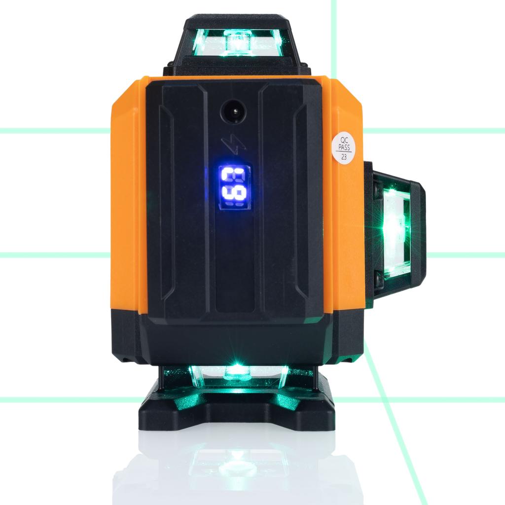 Rosfix Poziomica Laserowa Orange Tiger ROT16L – 16 Linii Laserowych | Zielona Tarcza i Okulary Ochronne | Statyw 43–120 cm