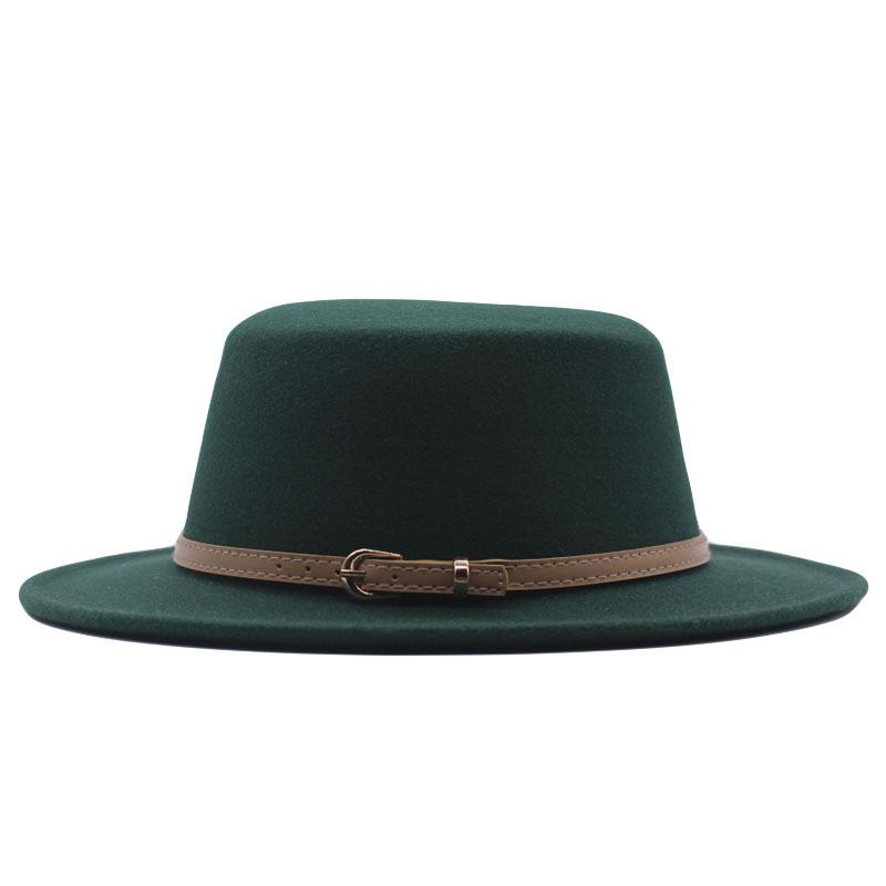 Autumn and winter new British men's top hat, flat-top woolen hat, European and American jazz hat, big-brimmed women's hat