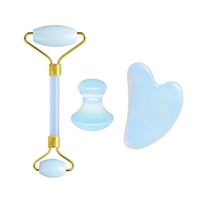 2/3/4pcs Natural Rose Quartz Obsidian Jade Roller Gua Sha Stone Set Gouache Scraper Facial Lifting Anti-Wrinkle Skin Care Tools