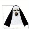 Mask Frightening Nun Costume Synthetic Latex Street Style Horror Accessory Realistic Details Halloween Horror Theme Events