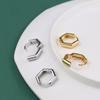 Gold Color Geometric Polygon Glossy Fashion Jewelry Square Earrings Ear Studs Hexagon Hoop Earrings