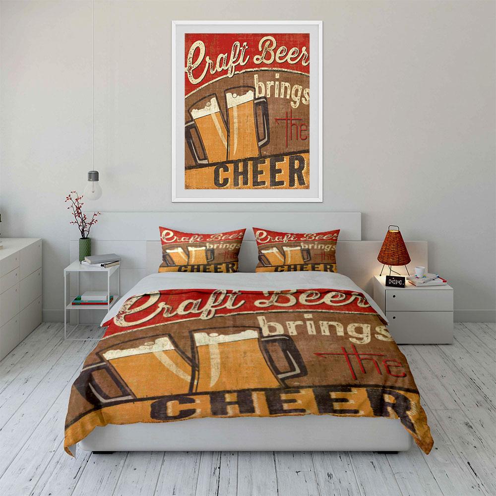 Beer mugs and typography. Bedding sets Duvet cover sets Duvet covers Pillowcases(1*Duvet Cover 2*Pillowcases without duvet insert)