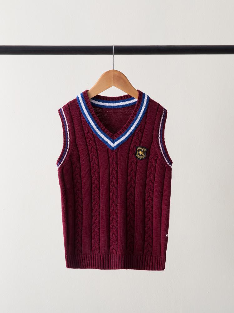 Kids' Knitted Sleeveless Vest: Spring & Autumn College-Style School Uniform