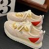Мода 2024 Новые женские кроссовки на квадратном каблуке Весна/Осень Повседневная резиновая женская обувь на платформе На шнуровке Новая женская вулканизированная обувь