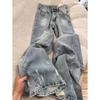 Vintage Loose All Match Wide Leg Pants Female Fashion Hole Casual Denim Trousers Women Streetwear Women Jeans 2025