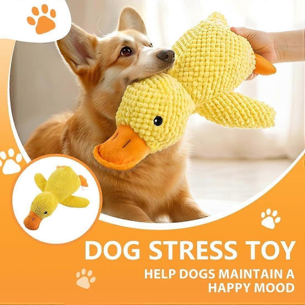 The Yellow Duck Dog Toy is a Soothing Duck Toy for Dogs. It Produces quacking and rustling Sounds to Keep Dogs Entertained, Suitable for Small, Medium