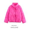 Kaslead New Women Clothes Western Style Straps Diamond Plaid Hand Plug Cotton Cotton-padded Jacket Outerwear