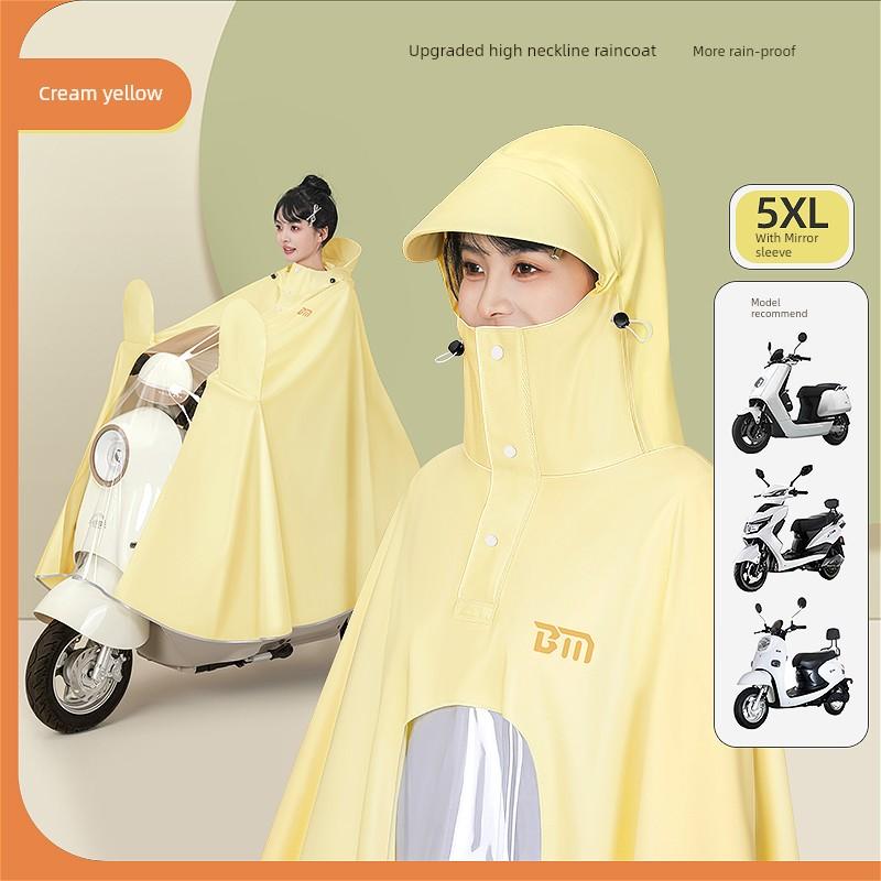 Electric Scooter Raincoat for Women, Single-Person, Adult, Long, Full-Body, Heavy-Duty, New Model, Thickened Rain Poncho