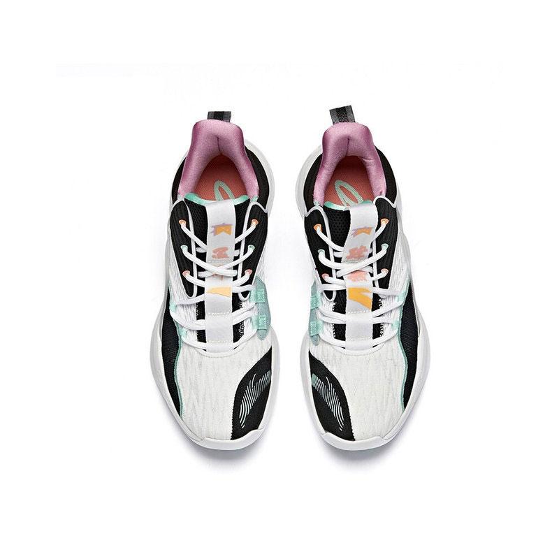 Anta Heat Wave 2 Fabric Synthetic Leather Shock Absorption Non-Slip Wear-Resistant Low-Top Basketball Shoes Men Sneaker Black White Green 112031105-2