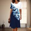 Women's Fashion Graceful Flower Print Summer Spring Short Sleeve O-Neck Casual Dresses