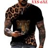 XXS-6XL Plus Size T-shirt for Men's Animal Leopard Print Summer Casual Short Sleeve Tee Tops O-Neck Pullover Men's Clothing