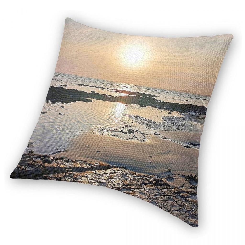 Rocky Bay Beach Sunset Square Pillowcase Polyester Linen Velvet Pattern Decor Throw Pillow Case Sofa Seater Cushion Cover 45X45