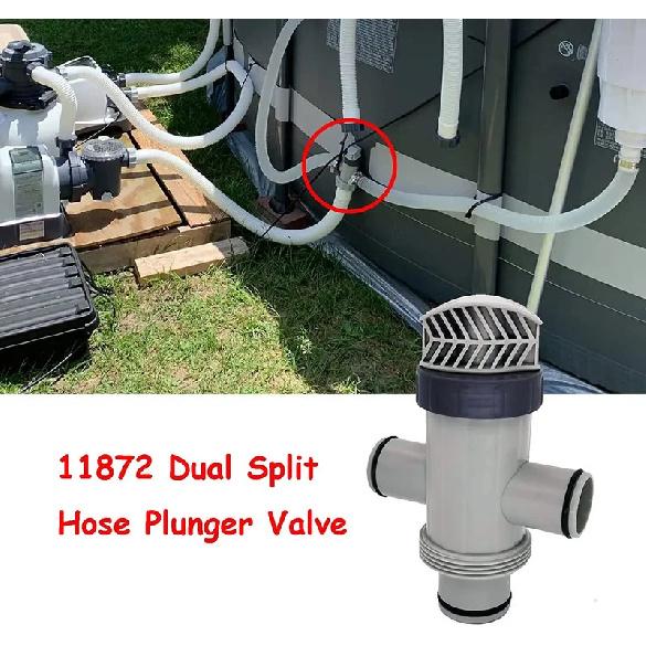 2 PCS 11872 Dual Split Hose Plunger Valve Hose Connector Compatible with Electric Manual Pool Pump and Above Ground Pool