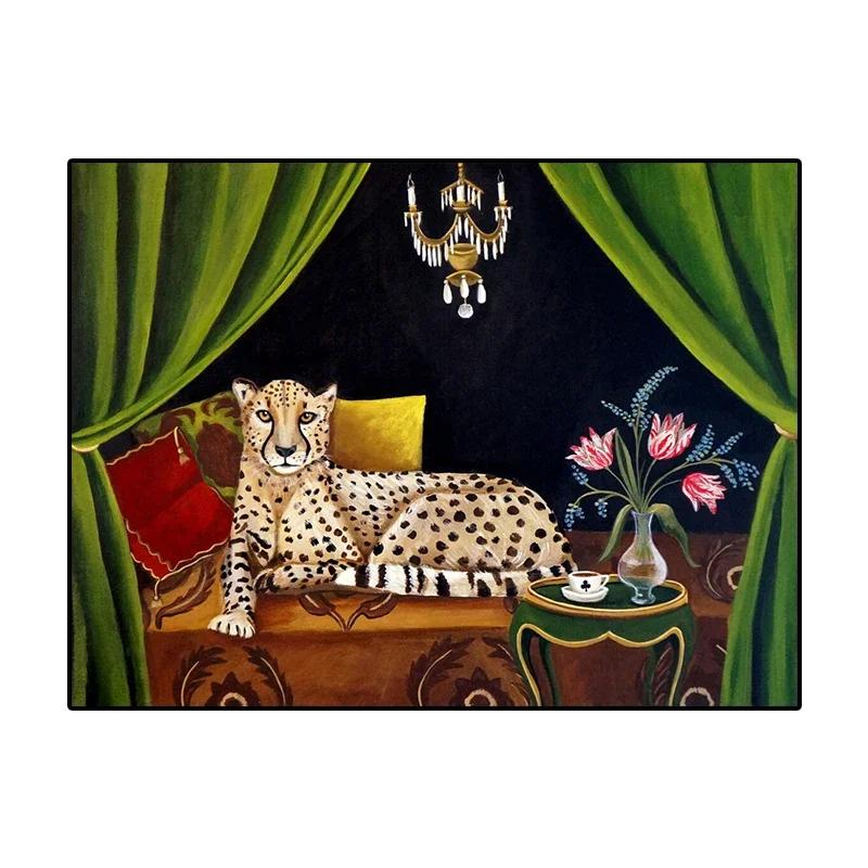 Pastoral Leopard Living Room Carpet Bedroom Bedside Art Decor Floor Mat Cloakroom Footpad Coffee Table Advanced Rug for Kitchent