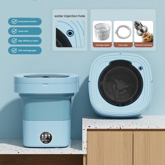 1 Set Foldable Mini Washing Machine Low Noise Energy-saving Compact Size Underwear Socks Clothes Small Washer Bathroom Supplies