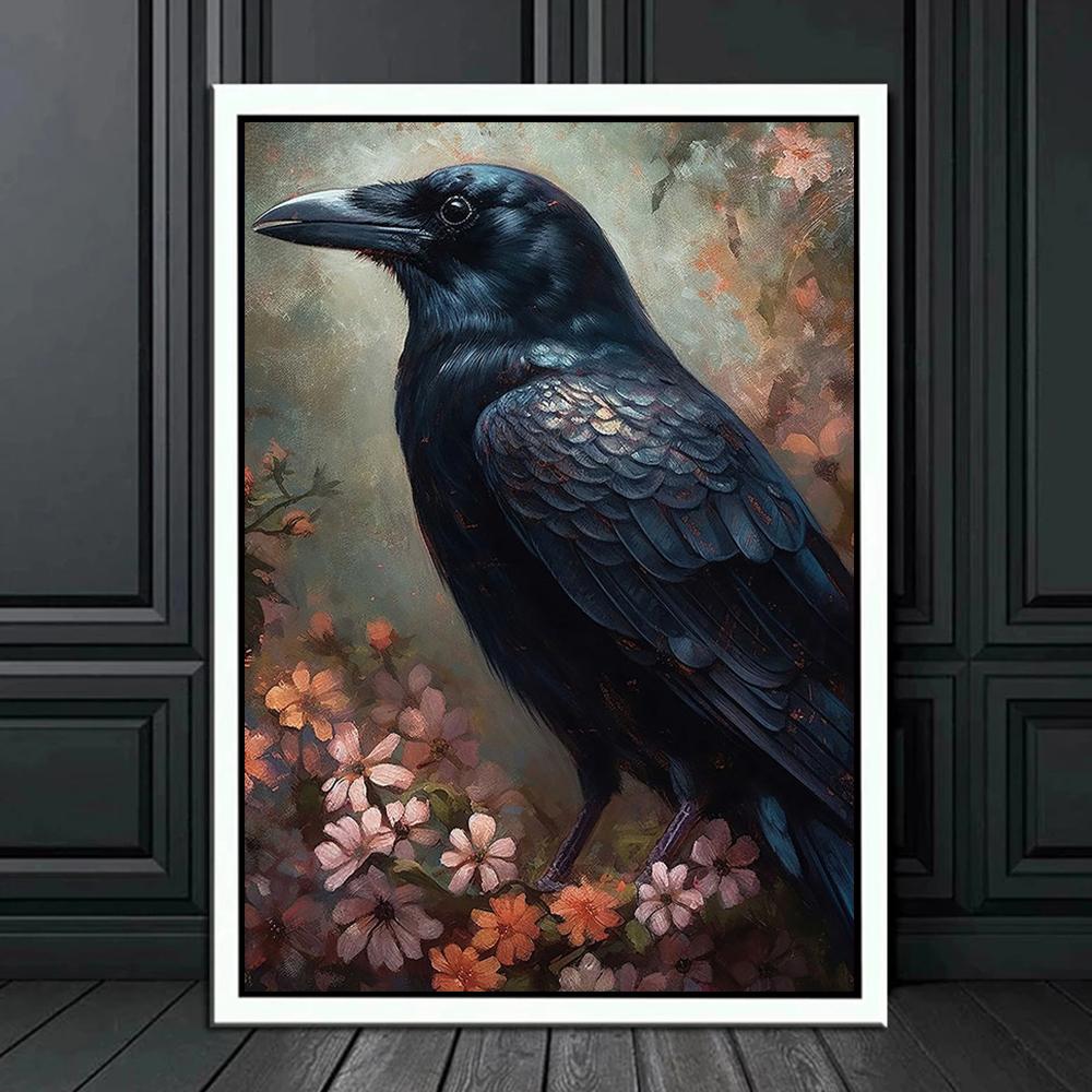 Dark Academy Art Wall Poster Victoria Crow Witch Ghost Halloween Background Decoration Gothic Image Printing Canvas Painting