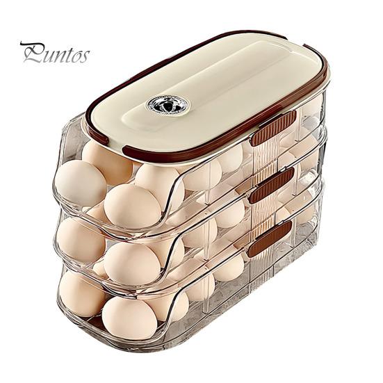Автоматический вращающийся контейнер для яиц, ящик для хранения в холодильнике, пищевой, без BPA, прозрачный, штабелируемый, органайзер для холодильника с крышкой