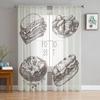 Food Sketch Set Tulle Curtains For Living Room Sheer Curtain Bedroom Veil Organza Decorative Window Treatments