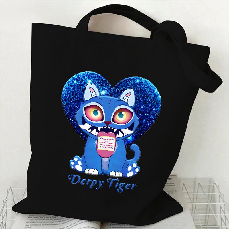 KPOP Группа Охотников на Демонов Холщовая сумка с принтом тигра Сумка через плечо для студентов Повседневная сумка-тоут для покупок