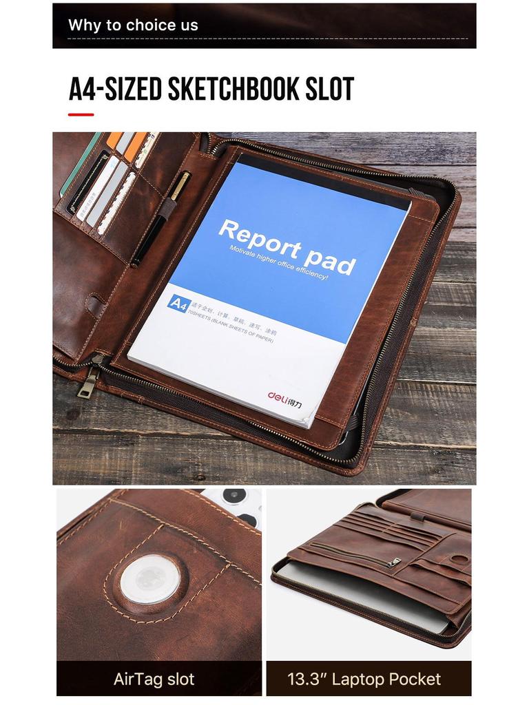 Genuine Leather Multifunctional Protective Case for iPad Pro 12.9"
