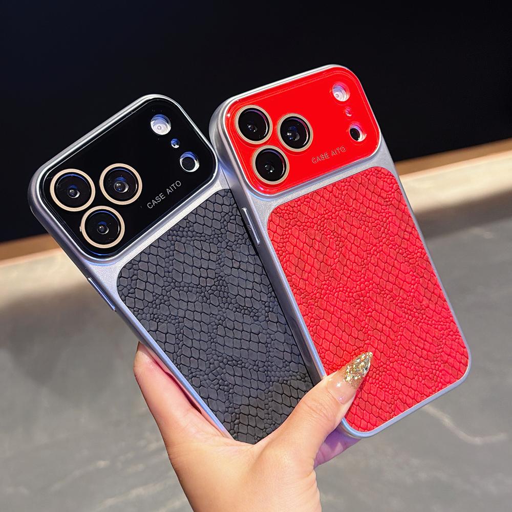 Роскошный кожаный чехол для телефона с узором под крокодила для iPhone 17 16 15 14 Pro Max 17Pro Жесткий ПК Большое окно Ударопрочный Защитный чехол