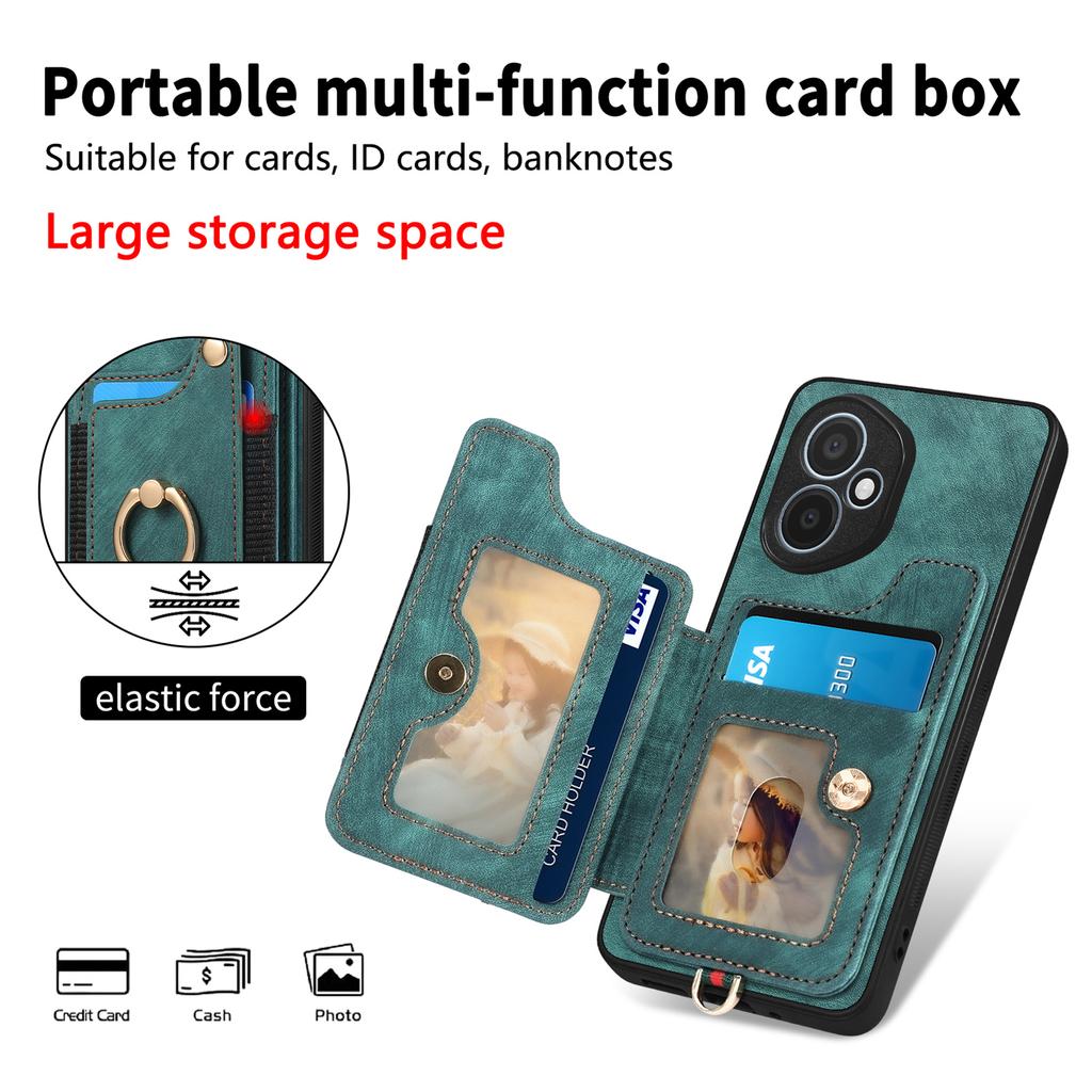 For Honor 400 5G (Глобальный) Ретро задняя крышка из искусственной кожи с держателем для карт с RFID-блокировкой