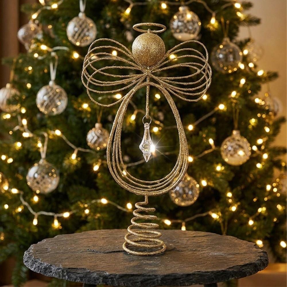 Hollow Glitter Christmas Tree Decoration Angel Angel Tree Top Star New Christmas Tree Topper