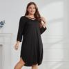 Женское однотонное длинное платье больших размеров, модное повседневное однотонное свободное платье с длинными рукавами, ночная рубашка