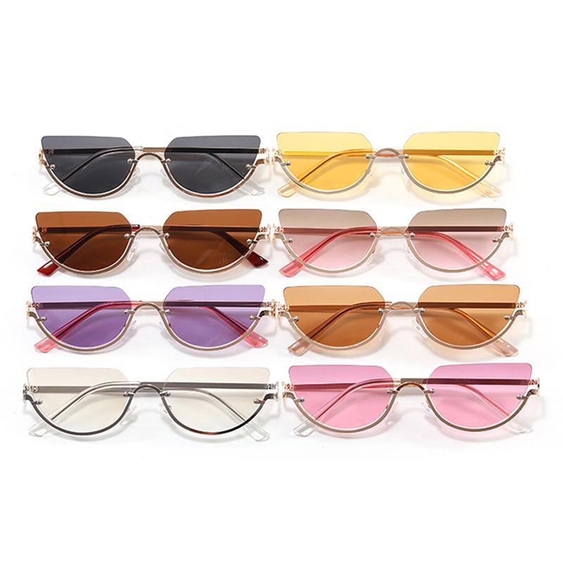Women Semi-Rimless Sunglasses Luxury Small Size Gradient Sun Glasses Ladies Popular Sunscreen