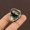 Natural Fossil Coral Gemstone Handmade Copper Wire Wrap Ring Size 7.5 Y6e03