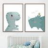 Nordic Lovely Nursery Cartoon Art Canvas Painting Alphabet Animals Dinosaur Posters Picture Nursery Kids Room Wall  Home Decor
