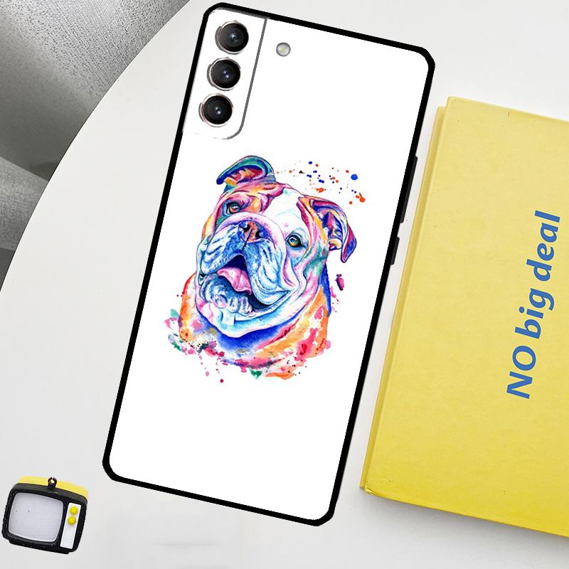 Чехол British Bulldog для Samsung Galaxy S23 Ultra S22 S21 S20 FE Note 20 Ultra S8 S9 S10 Note 10 Plus