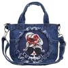 Shoulder Bag Mini 2way Bag Small Crossbody Lightweight Handbag Tote Bag Denim Ribbon Girl [DIVA Rose] Women's (Indigo Blue)