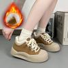 Женские зимние ботинки на толстой платформе, нескользящие короткие ботильоны, с подкладкой из искусственного меха, теплые кроссовки для ходьбы на шнуровке с флисовой подкладкой для женщин