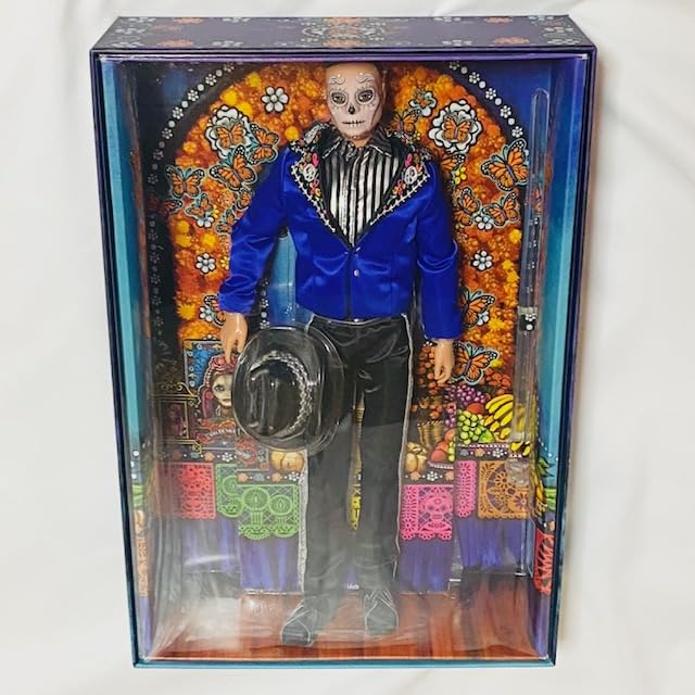 Barbie 2023 De Muertos Ken Doll Collectible with Blue Black Hat Doll Stand Día Jacket, & [Used]