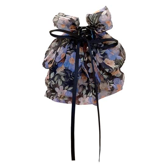 Yousheng Элегантная заколка для волос с милым цветочным принтом, большой декор с бантом, коготь для волос, хвостик для девочек, лента с крабами, нескользящие аксессуары для волос