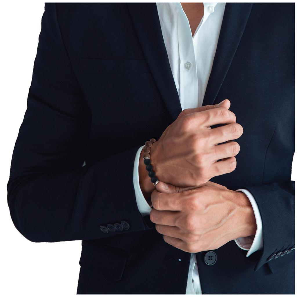 Les Trésors De Lily [R2149] - Designer Bracelet 'Minéralia' Onyx - Cassia Wood - 8 Mm