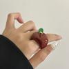 Strawberry Drip Oil Ring Geometric Fruit Enamel Ring Cute Painting Ring  Gift