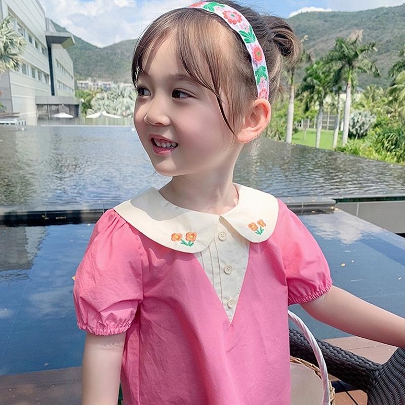 Летнее платье с цветочной вышивкой для девочек, платье принцессы, лоскутный дизайн