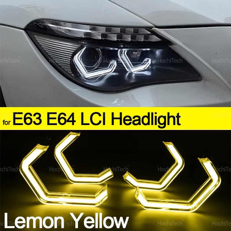For BMW 6 SERIES E63 E64 630Ci 630i 645Ci 650i M6 03-10 M4 Style Lemon Yellow Ring Angel Eyes LED White Headlight Rings Kit DRL
