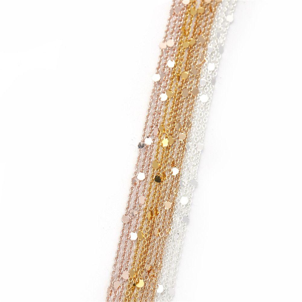 Gold Silver Copper Cable Necklace Components Craft DIY 2M Sequins Chain Findings Jewelry Making